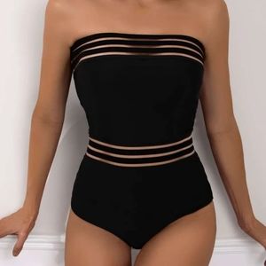 SHEIN One piece strapless bandeau swimsuit